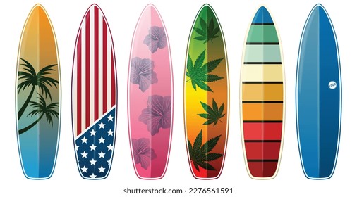 Set of surfboard graphic vector