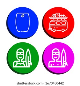 Set Of Surfboard Icons. Such As Bodyboard, Camper Van, Surfer , Surfboard Icons