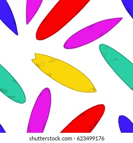 Set of surfboard silhouettes in scale,