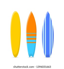 Set of surfboards. Classic types of surfboards with a pattern. Vector illustration isolated on white 