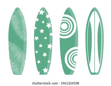 Set of surfboards isolated on white background