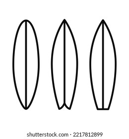 Set of surfboards line icons. Outline flat design. Vector illustration.