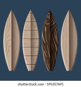 Set of surfboards on a blue background, Vector illustration