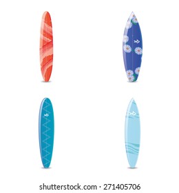 set of surfboards on a white background. Vector illustration