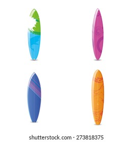 Set of surfboards on a white background. Vector illustration