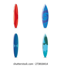 Set of surfboards on a white background. Vector illustration