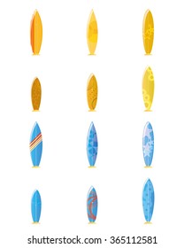 Set of surfboards on a white background. Vector illustration