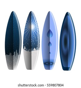 Set of Surfboards on white background, Vector illustration