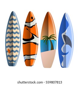 Set of Surfboards on white background, Vector illustration
