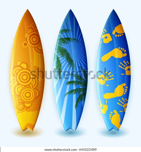 Set Surfboards Original Design Eps 10 Stock Vector (Royalty Free) 645022489