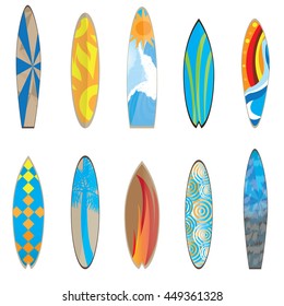 Set of surfboards, vector illustration