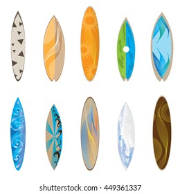 Set of surfboards, vector illustration