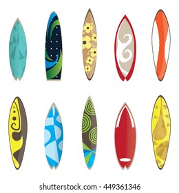 Set of surfboards, vector illustration