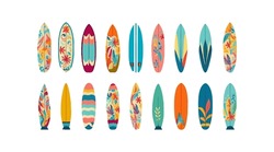 Set Of Surfboards. Vector Illustration Design.