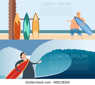 Set of surfer banners