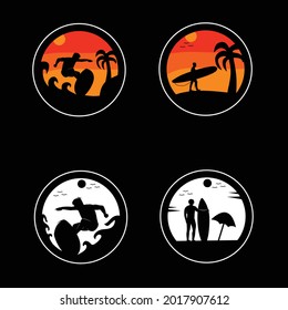 Set of surfer logo silhouettes design illustration