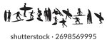 Set of surfer silhouette vector illustration