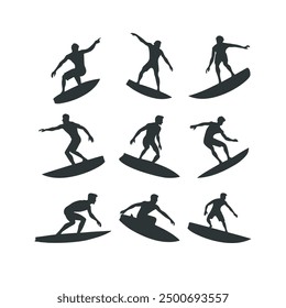 set of surfer vector silhouette