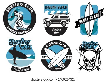 set of surfing badge design
