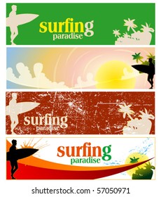 set of surfing banners