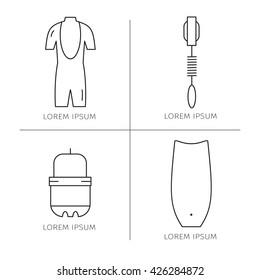 Set of surfing goods icons.Line icons