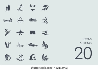 Set of surfing icons