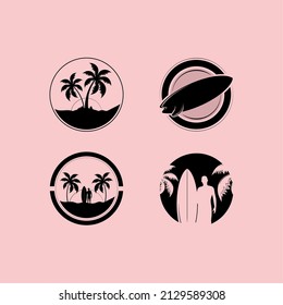 set surfing labels, badges design
