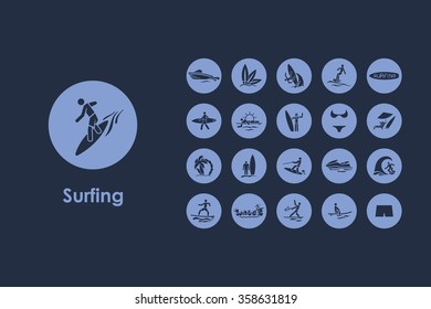 Set of surfing simple icons