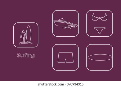 Set of surfing simple icons