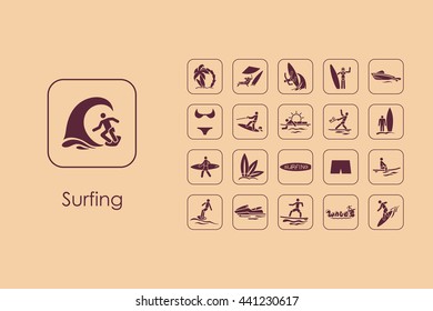 Set of surfing simple icons