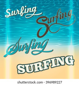 Set of Surfing Typography logos for T-shirt print template or flayer