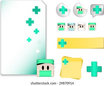 Set of Surgeon Day Celebration  with note, sticker