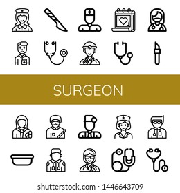 Set of surgeon icons such as Nurse, Scalpel, Stethoscope, Doctor, Medical appointment, Surgeon, Pharmacist, Surgical tray, Paramedic , surgeon