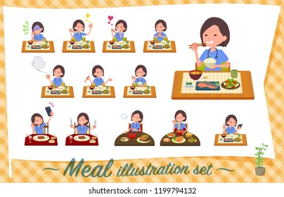 A set of Surgical Doctor women about meals.Japanese and Chinese cuisine, Western style dishes and so on.It's vector art so it's easy to edit.