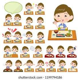 A set of Surgical Doctor women about meals.Japanese and Chinese cuisine, Western style dishes and so on.It's vector art so it's easy to edit.