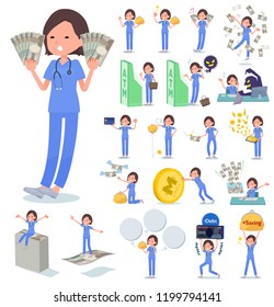 A set of Surgical Doctor women with concerning money and economy.There are also actions on success and failure.It's vector art so it's easy to edit.