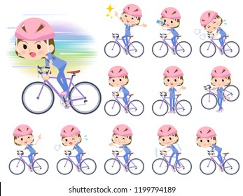 A set of Surgical Doctor women on a road bike.There is an action that is enjoying.It's vector art so it's easy to edit.