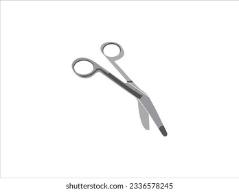 Set of surgical instruments. Scalpel, Liston's amputation knife, straight scissors, clamp mosquito with clasp, anatomical tweezers, Folkmann's serrated hook, Meyer’s forceps, Isolated objects. Vector