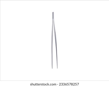 Set of surgical instruments. Scalpel, Liston's amputation knife, straight scissors, clamp mosquito with clasp, anatomical tweezers, Folkmann's serrated hook, Meyer’s forceps, Isolated objects. Vector