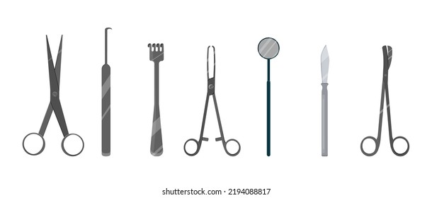 Set of surgical medical items. cartoon style. Vector stock illustration. Health care. Treatment and healing