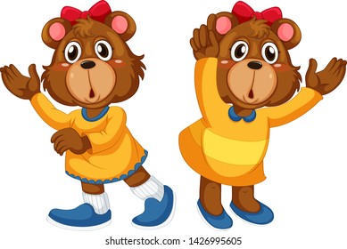 Set of surprise bear illustration
