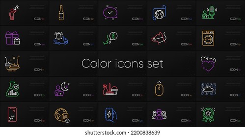 Set Of Surprise Package, Cloud System And Household Service Line Icons. Include Heart, Dog Leash, Smartphone Broken Icons. Approved, Charging App, Beer Web Elements. Brand Ambassador. Vector