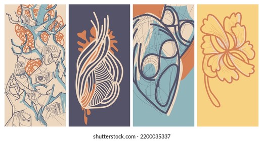 Set of surreal and abstract background  object