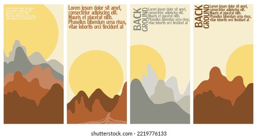 Set of surreal landscape vector background illustration with summer vibes.