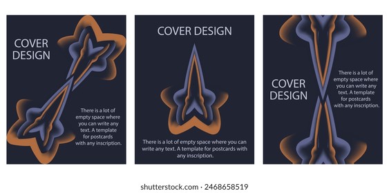 Conjunto Surrealismo Vector Pósters Cubiertas Diseño con Formas Líquidas Distorsionadas de tendencia. Colección de Anuncio 3D Trippy Gradient.