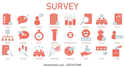 Set of Survey Icons or symbols Vector fully editable file