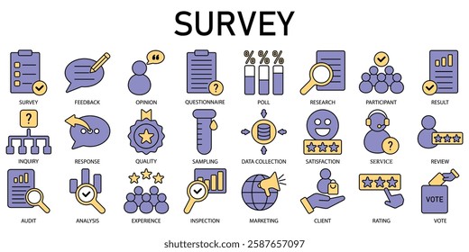 Set of Survey Icons or symbols Vector fully editable file