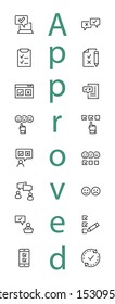 Set of Survey Related Vector Line Icons. Contains such Icons as Smile, Sad, Review, Click, Check, Customer Opinion, Web Survey and more. Editable Stroke. 32x32 Pixel Perfect