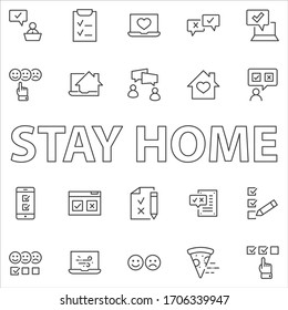 Set of Survey Related Vector Line Icons. Contains such Icons as Smile, Sad, Review, Click, Check, Customer Opinion, Web Survey and more. Editable Stroke. 32x32 Pixels