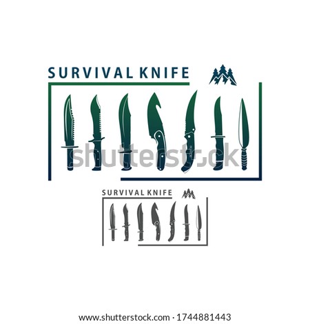 set of survival knife vector templates, adventure logo, emblem, label vector templates